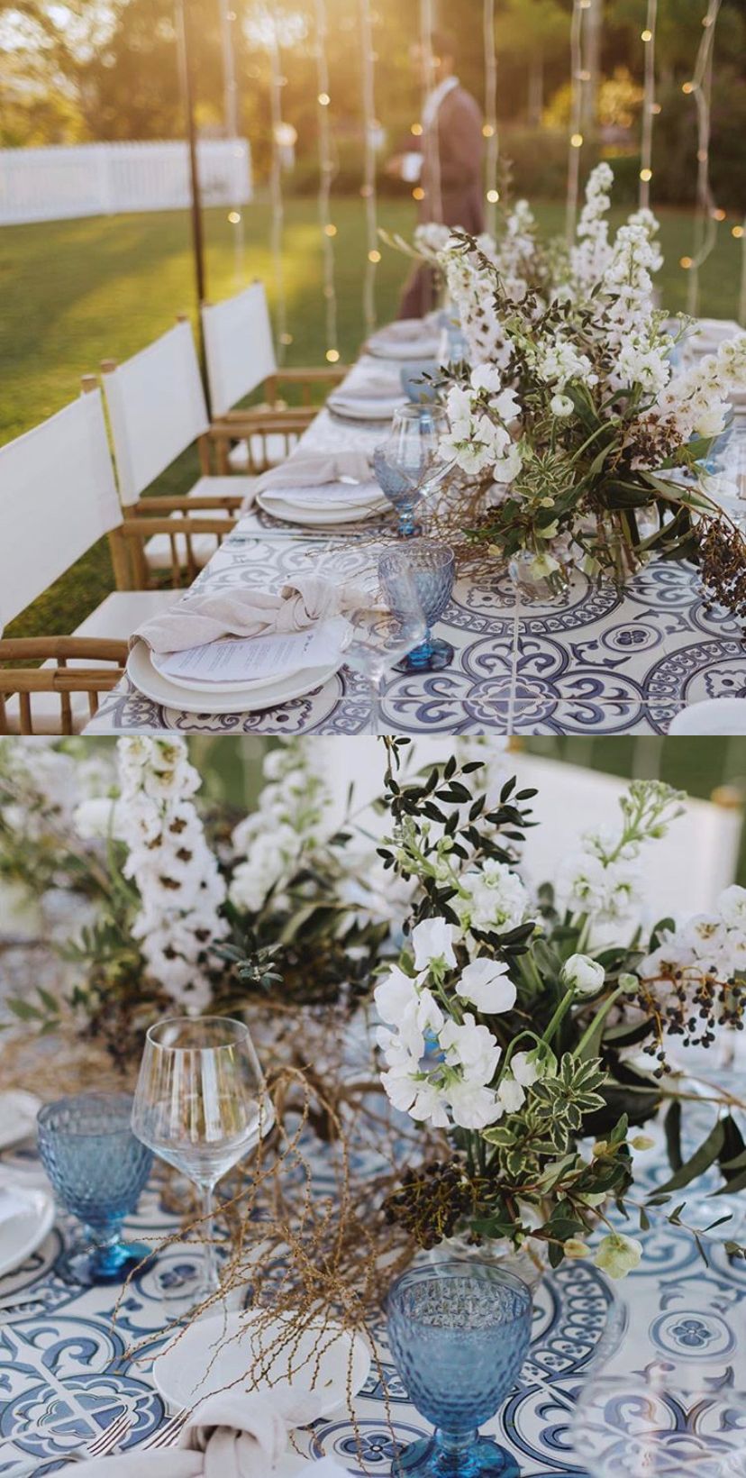 Perfect Party Co. Brisbane, Australia • Tablescape • Table Runner using Heritage Tiles Wallpaper by Milton & King for a wedding