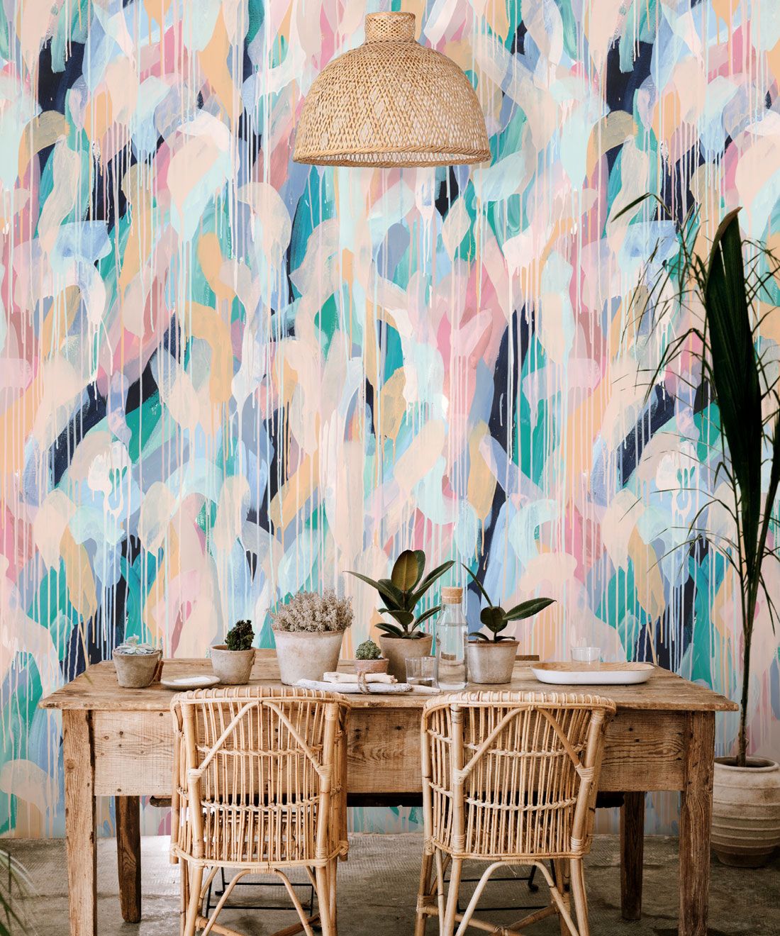 Blue Moon Wallpaper • Colorful Painterly Wallpaper • Tiff Manuell • Abstract Expressionist Wallpaper • Close Up Insitu