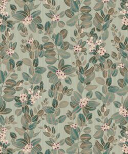 Eucalyptus Wallpaper • Eloise Short • Vintage Floral Wallpaper • Granny Chic Wallpaper • Grandmillennial Style Wallpaper • Pale Green • Swatch