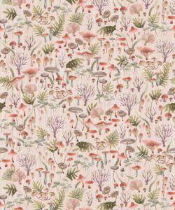 Fungi Wallpaper • Eloise Short • Vintage Floral Wallpaper • Granny Chic Wallpaper • Grandmillennial Style Wallpaper • Latte • Swatch