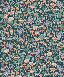 Fungi Wallpaper • Eloise Short • Vintage Floral Wallpaper • Granny Chic Wallpaper • Grandmillennial Style Wallpaper • Ocean • Swatch