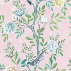 Chinoiserie Wallpaper • Floral Wallpaper • Bird Wallpaper • Magnolia • Blush • Swatch