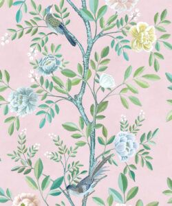 Chinoiserie Wallpaper • Floral Wallpaper • Bird Wallpaper • Magnolia • Blush • Swatch