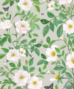 Rosa Wallpaper • Floral Wallpaper • Beige •Swatch