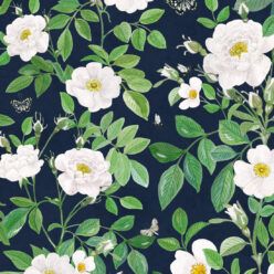 Rosa Wallpaper • Floral Wallpaper •Navy •Swatch