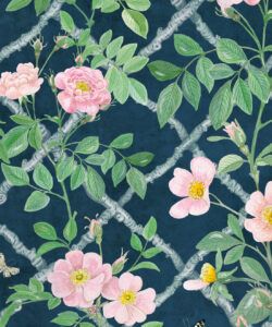 Treilage Wallpaper • Floral Wallpaper • Rose Pink • Swatch