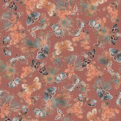 Moth Wallpaper • Eloise Short • Vintage Floral Wallpaper • Granny Chic Wallpaper • Grandmillennial Style Wallpaper • Rosewood • Swatch