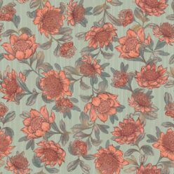 Waratah Wallpaper • Eloise Short • Vintage Floral Wallpaper • Granny Chic Wallpaper • Grandmillennial Style Wallpaper • Green • Swatch