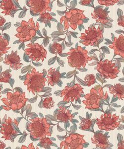 Waratah Wallpaper • Eloise Short • Vintage Floral Wallpaper • Granny Chic Wallpaper • Grandmillennial Style Wallpaper • Parchment • Swatch