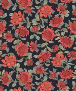 Waratah Wallpaper • Eloise Short • Vintage Floral Wallpaper • Granny Chic Wallpaper • Grandmillennial Style Wallpaper • Slate • Swatch