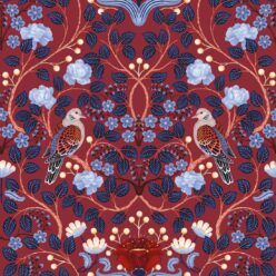 Turtle Doves Wallpaper • Bold Colorful Bird Wallpaper • Merlot • Swatch