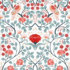 Turtle Doves Wallpaper • Bold Colorful Bird Wallpaper • Peppermint • Swatch